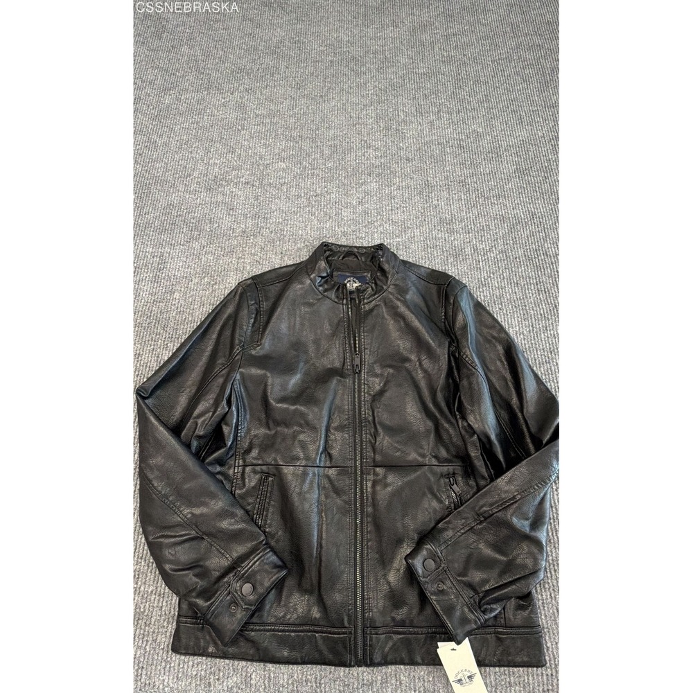 Dockers Mens Faux Leather Dylan Racer Moto Jacket Black OM1JU661 NWT Size Large
